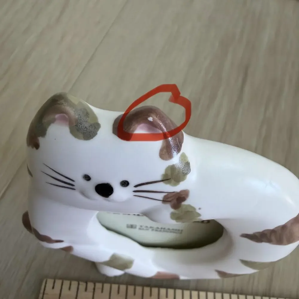 Hand Painted Takahashi Fat Cat Ceramic Photo Frame Made In Japan Vintage